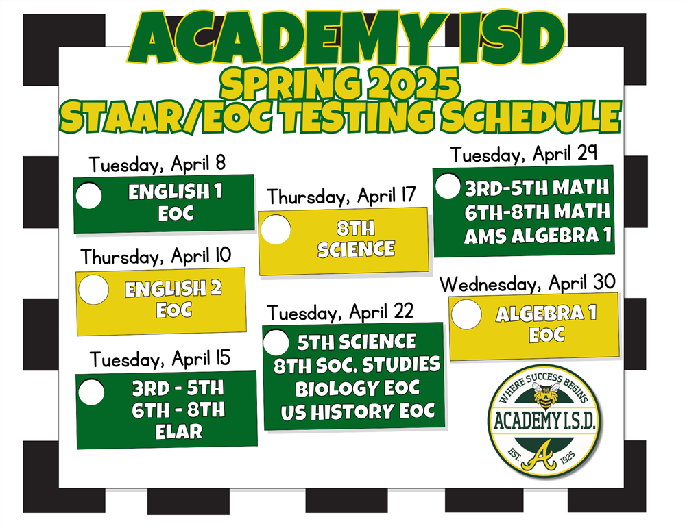 AISD Spring 2025 Assessment Calendar